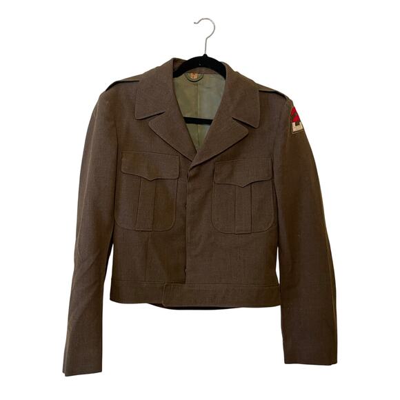 1950s Vintage 38L military jacket wool brown Combat Uniforms Corp. patch 2 - Picture 1 of 12